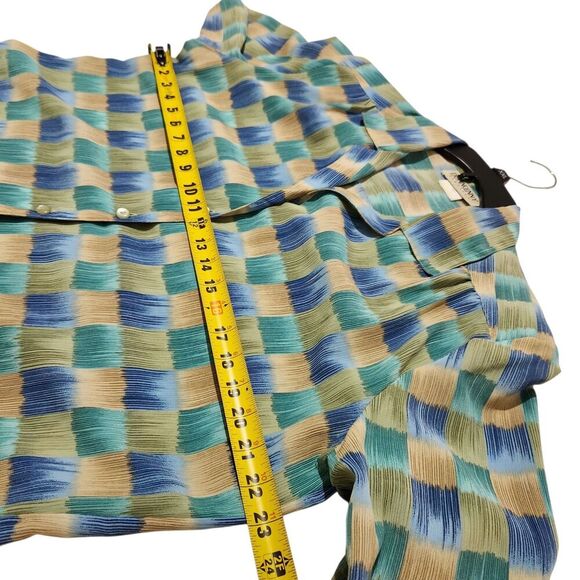 Donnkenny Blouse Size Large Blue Lightweight Shoulder Pads Summer - Picture 4 of 11